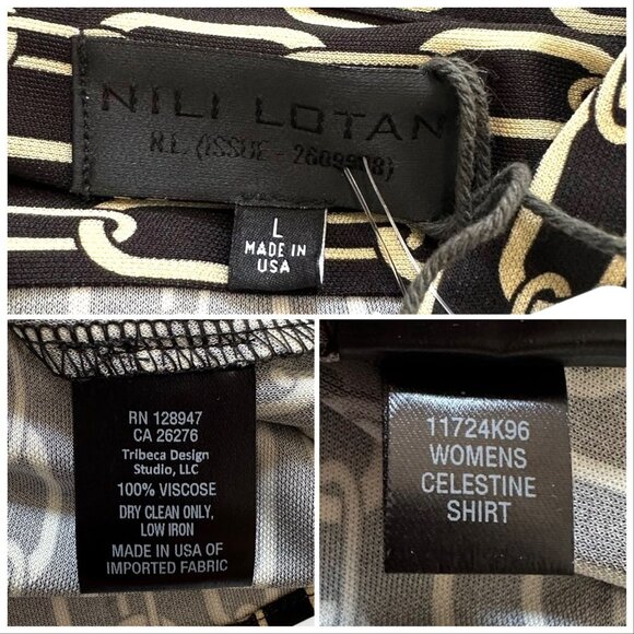 NILI LOTAN Celestine Print Shirt, Small Chain Print, Size L, MRSP $695 - Picture 5 of 16